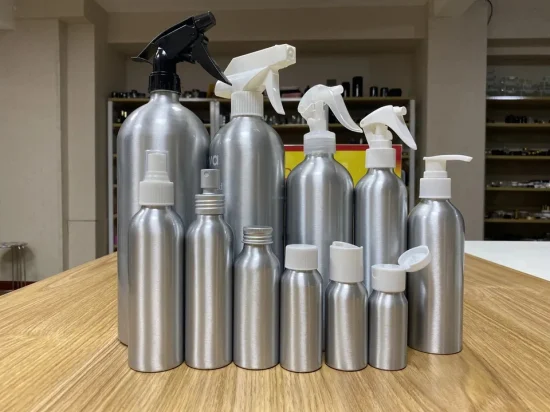 Bouteille de pulvérisation vide Bouteille à gâchette Bouteille de parfum Bouteille d'eau Bouteille de désinfectant pour les mains Bouteille cosmétique Bouteille en aluminium avec bouchons Recyclable Amazon Vente en gros en vrac